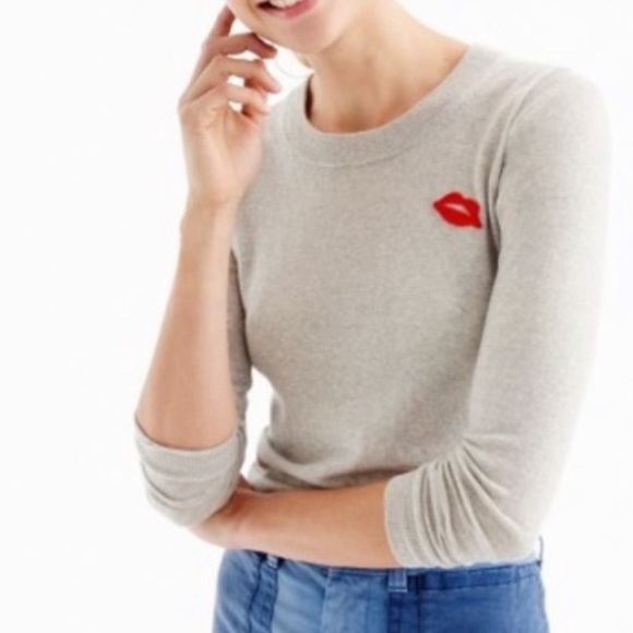 J. Crew Sweaters - J. Crew embroidered lips Tippi sweater